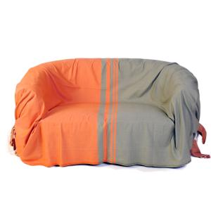 Manta para sofá de algodon, naranja y verde almendra (200 x…