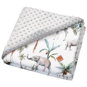 Manta reversible de minky safari  100x150 cm