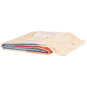 Manta tejida de algodón con rayas multicolores 170 x 130