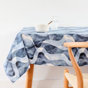 Mantel antimanchas 100% algodón azul marino 250x155 cm