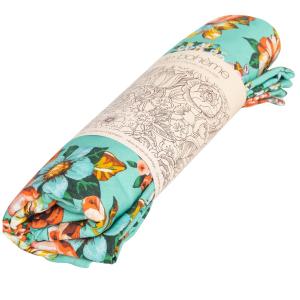 Mantel de algodón con estampado floral azul 140x235