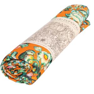 Mantel de algodón con estampado floral naranjo 140x235