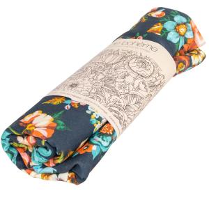 Mantel de algodón con estampado floral oscuro 140x235