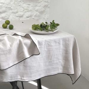 Mantel de lino lavado beige 170x250