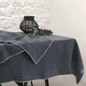 Mantel de lino lavado gris 170x250