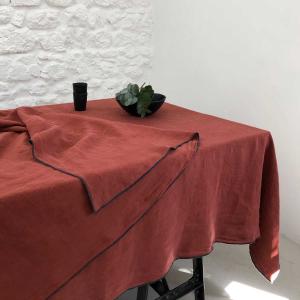 Mantel de lino lavado marrón 170x300