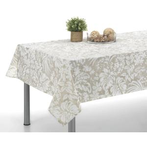 Mantel estampado tacto tela laup beige 140x140cm