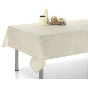 Mantel estampado tacto tela text beige 140x300cm