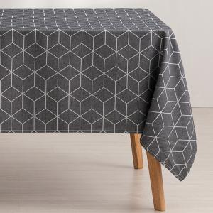 Mantel impermeable jacquard algodón geométrico antracita 14…