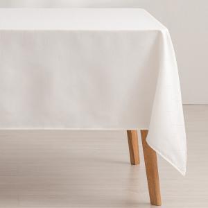 Mantel impermeable jacquard algodón geométrico blanco 140x1…