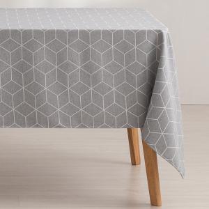 Mantel impermeable jacquard algodón geométrico gris 140x100…