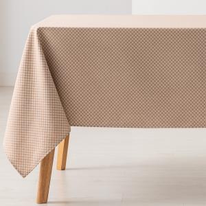 Mantel impermeable jacquard algodón geométrico taupe 140x10…