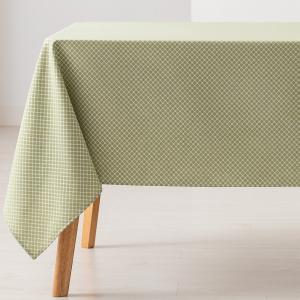 Mantel impermeable jacquard algodón geométrico verde 140x10…