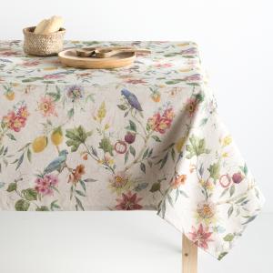 Mantel lino antimanchas estampado floral 140x300 cm