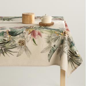 Mantel lino antimanchas estampado floral multicolor 140x200…