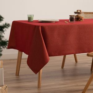 Mantel navidad algodón jacquard liso rojo 140x350 cm