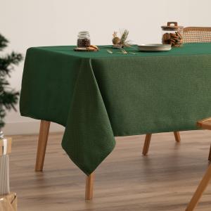 Mantel navidad algodón jacquard liso verde 140x350 cm