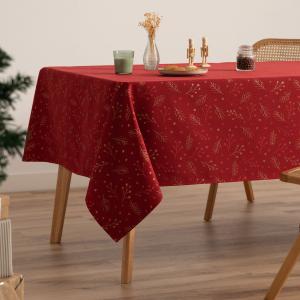 Mantel navidad algodón jacquard rojo 140x350 cm