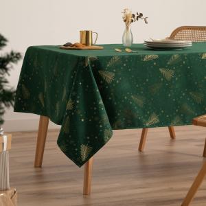 Mantel navidad algodón jacquard verde 140x350 cm