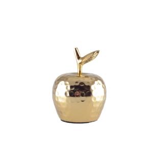 Manzana decorativa dorada 9x9x12 cm