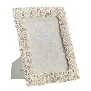 Marco de resina beige con rosas cm 21x2,3x26,2