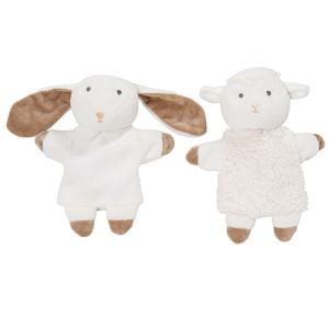 Marionetas de conejo y oveja en blanco y marrón