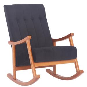 Mecedora con base de madera y asiento en terciopelo nogal/n…