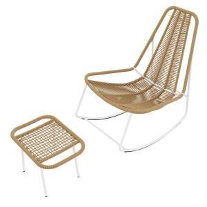 Mecedora de jardín o balcón beige con reposapiés