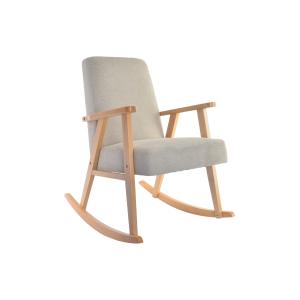 Mecedora de madera y poliester en beige 81x58x90cm