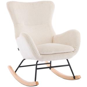 Mecedora de terciopelo de canalé beige