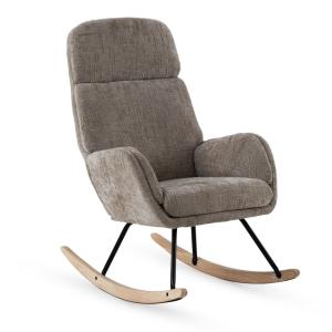 Mecedora tapizada en chenilla marrón