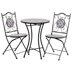 Mesa  2 sillas de forja  mesa:d60x75h-silla(2):d38x46-90h n…