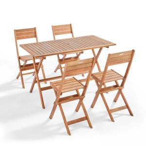 Mesa   4 sillas plegables de madera de eucalipto