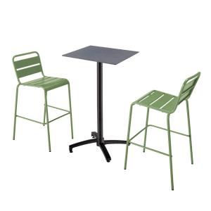 Mesa alta inclinable de conjunto en color gris y 2 sillas v…