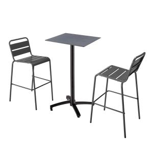 Mesa alta inclinable de conjunto en gris y 2 sillas altas e…