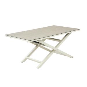 Mesa auxiliar cristal templado elevable blanco envejecido