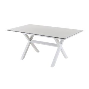 Mesa auxiliar cristal templado patas en x, color blanco