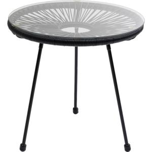 Mesa auxiliar de exterior de color negro de vinilo y poliet…