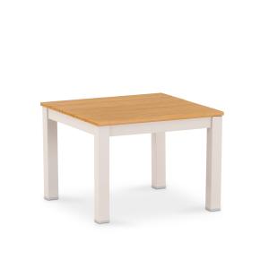 Mesa auxiliar de jardín aluminio beige y lamas imitación ma…