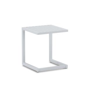 Mesa auxiliar de jardín aluminio blanco