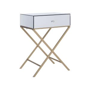 Mesa auxiliar plateado vidrio