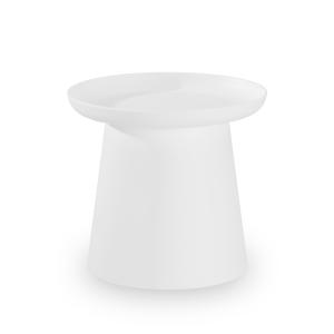 Mesa auxiliar redonda jardín polipropileno d50cm blanco