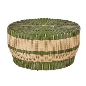 Mesa baja de jardín de resina trenzada reciclada beige y ve…