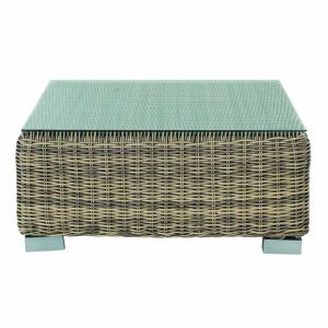 Mesa baja de jardín de vidrio templado y resina trenzada re…