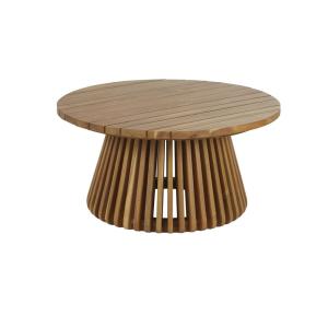 Mesa baja de jardín redonda de madera de acacia maciza D.80