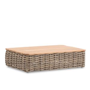 Mesa baja de ratán sintético y teca