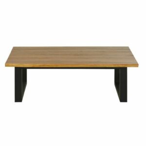 Mesa baja en jardín de madera de acacia maciza y acero negr…