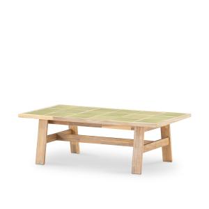 Mesa baja jardin 125x65 de madera y ceramica verde claro