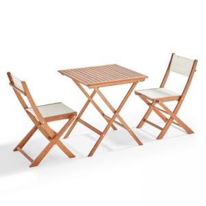 Mesa cuadrada 70 x 70 cm y 2 sillas plegables de textileno…