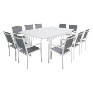 Mesa de aluminio blanca y gris para muebles de jardín 140/2…